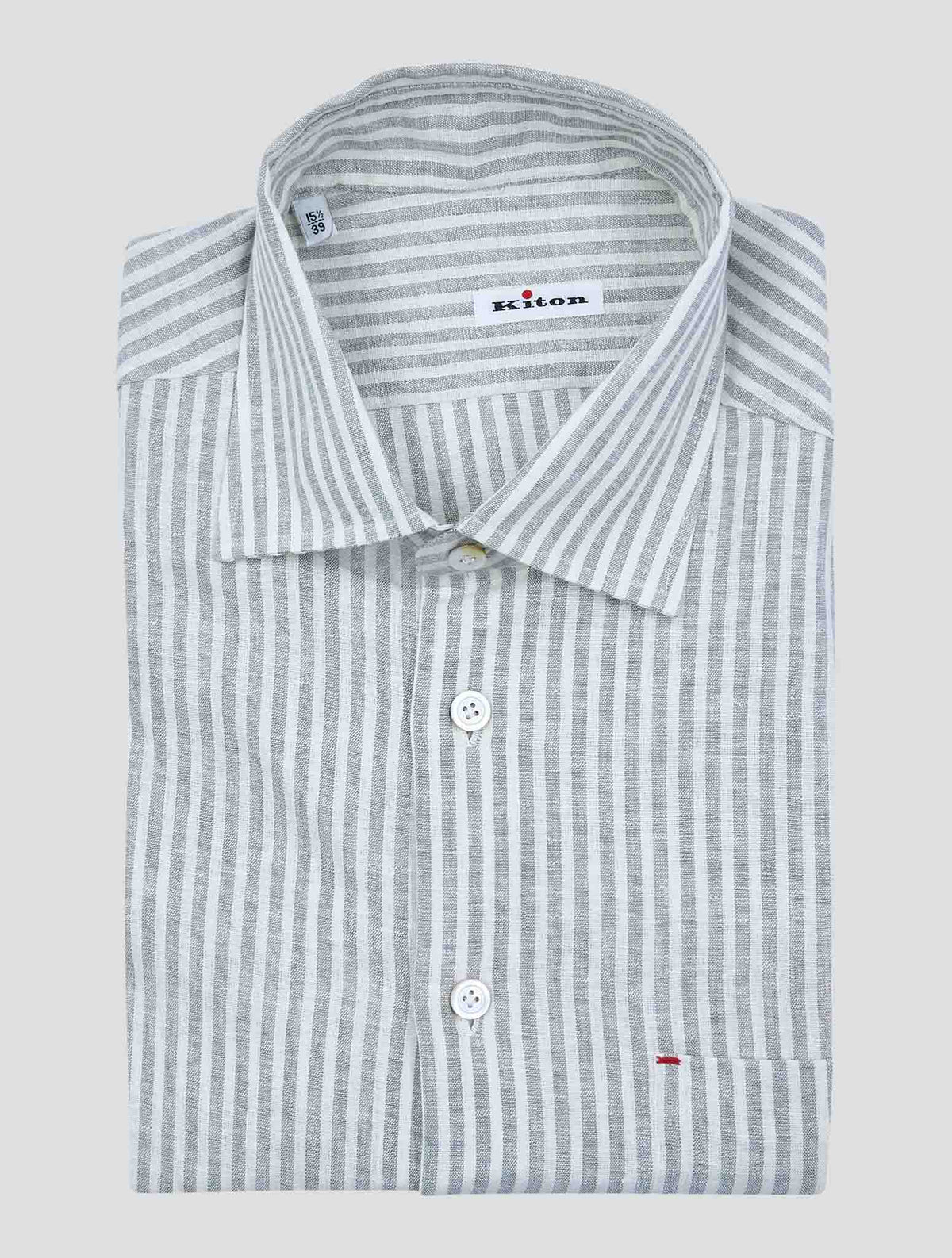 Kiton Gray White Linen Pl Ea Shirt Nerano