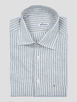 Kiton Gray White Linen Pl Ea Shirt Nerano