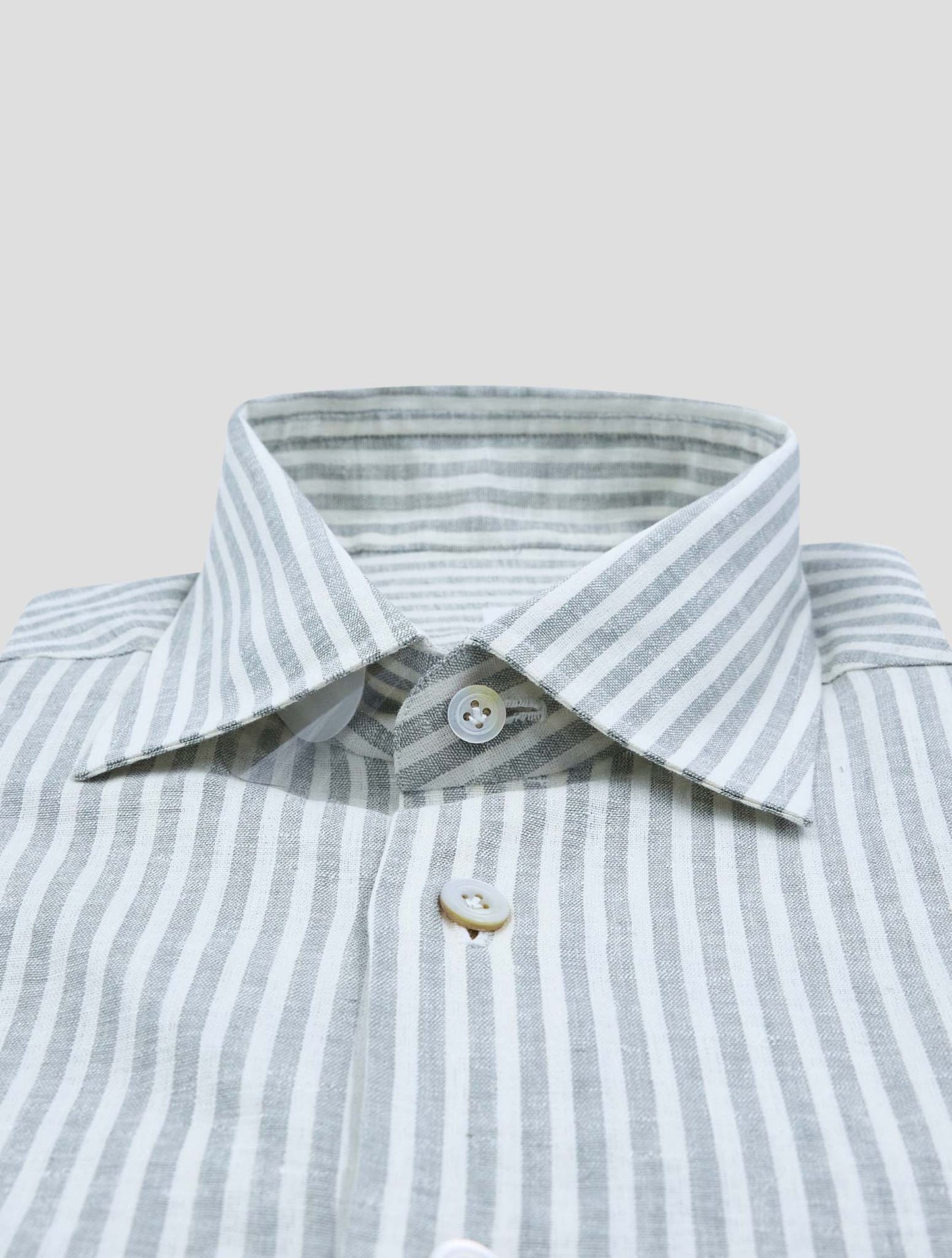 Kiton Gray White Linen Pl Ea Shirt Nerano