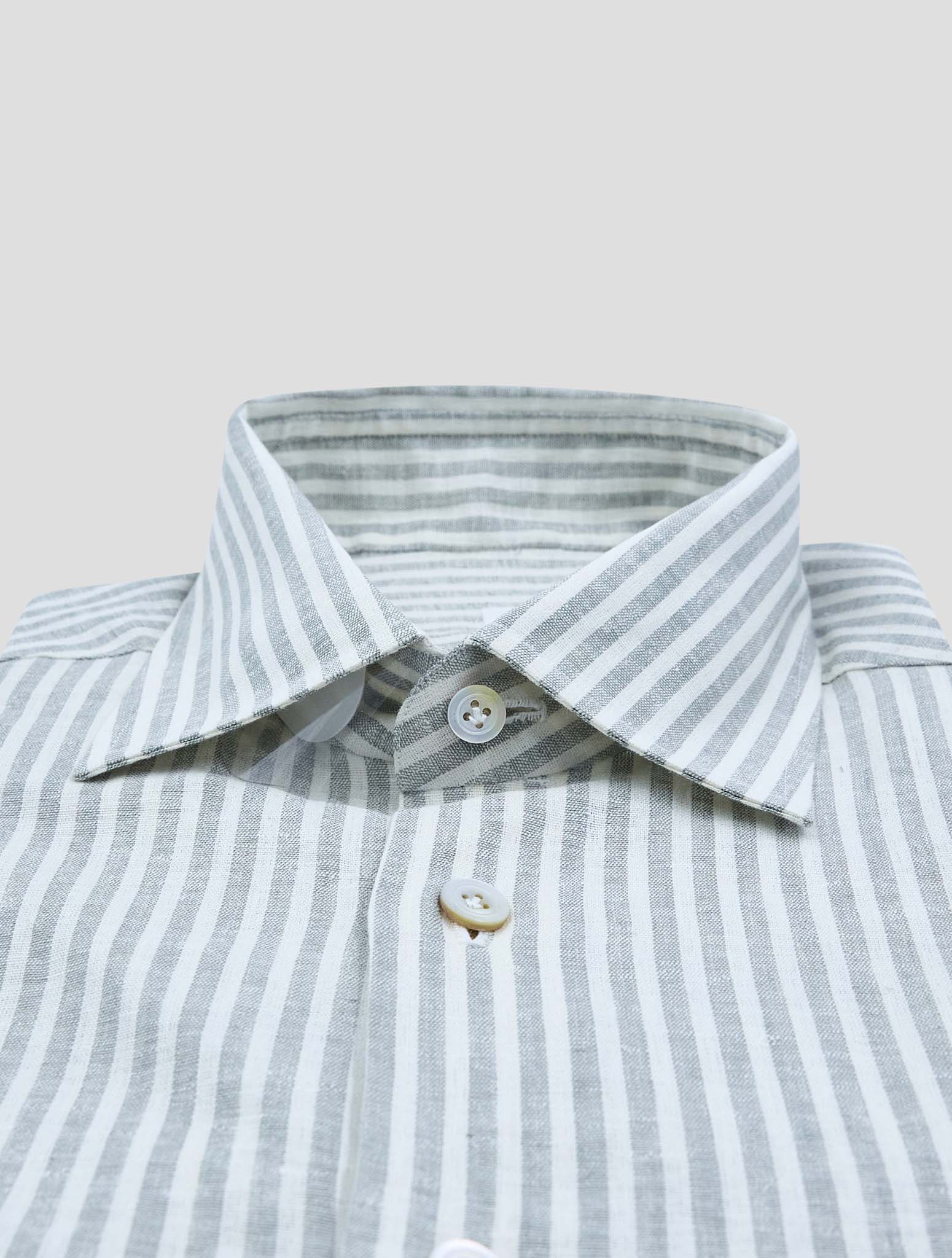 Kiton Gray White Linen Pl Ea Shirt Nerano