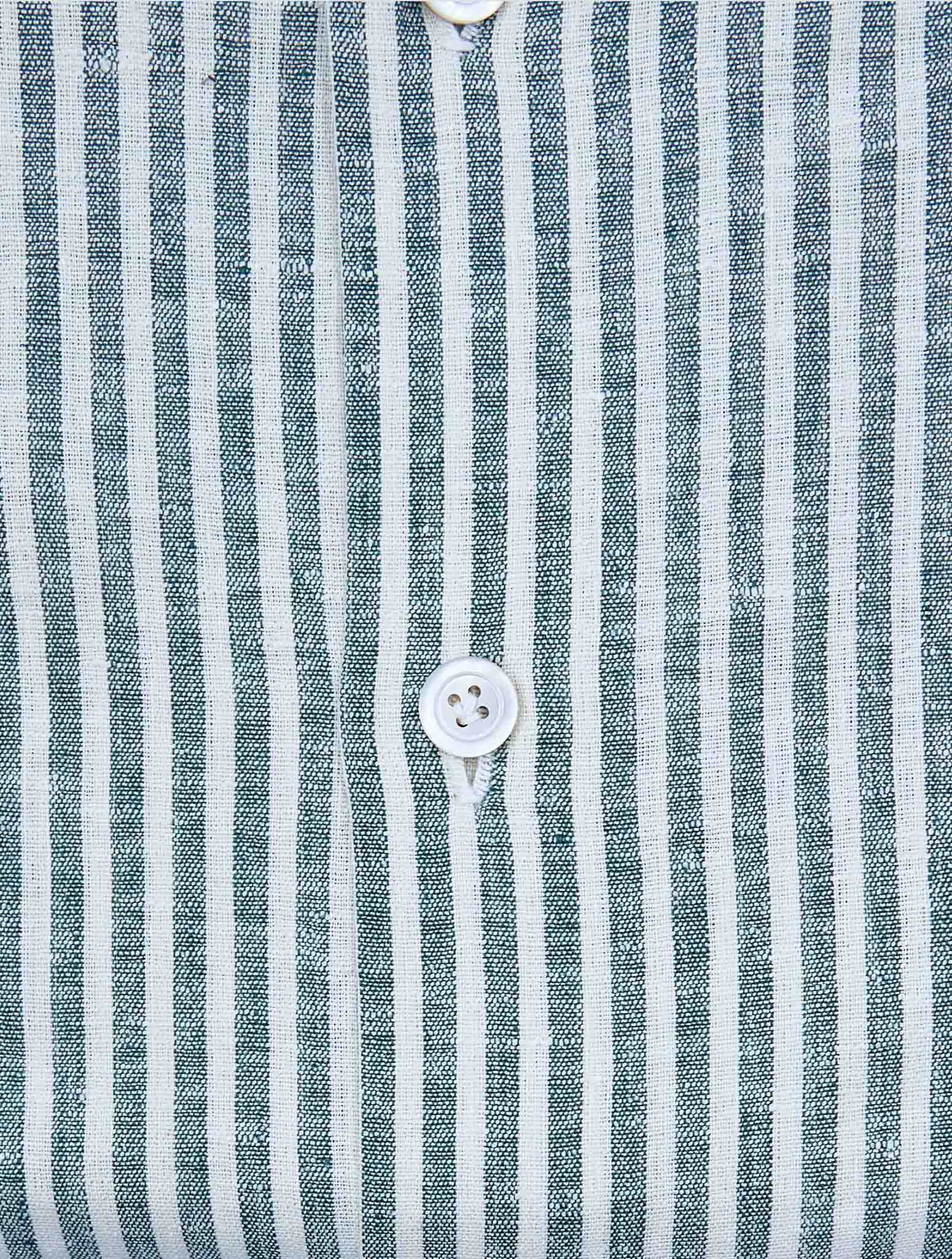 Kiton Green White Linen Pl Ea Shirt Nerano