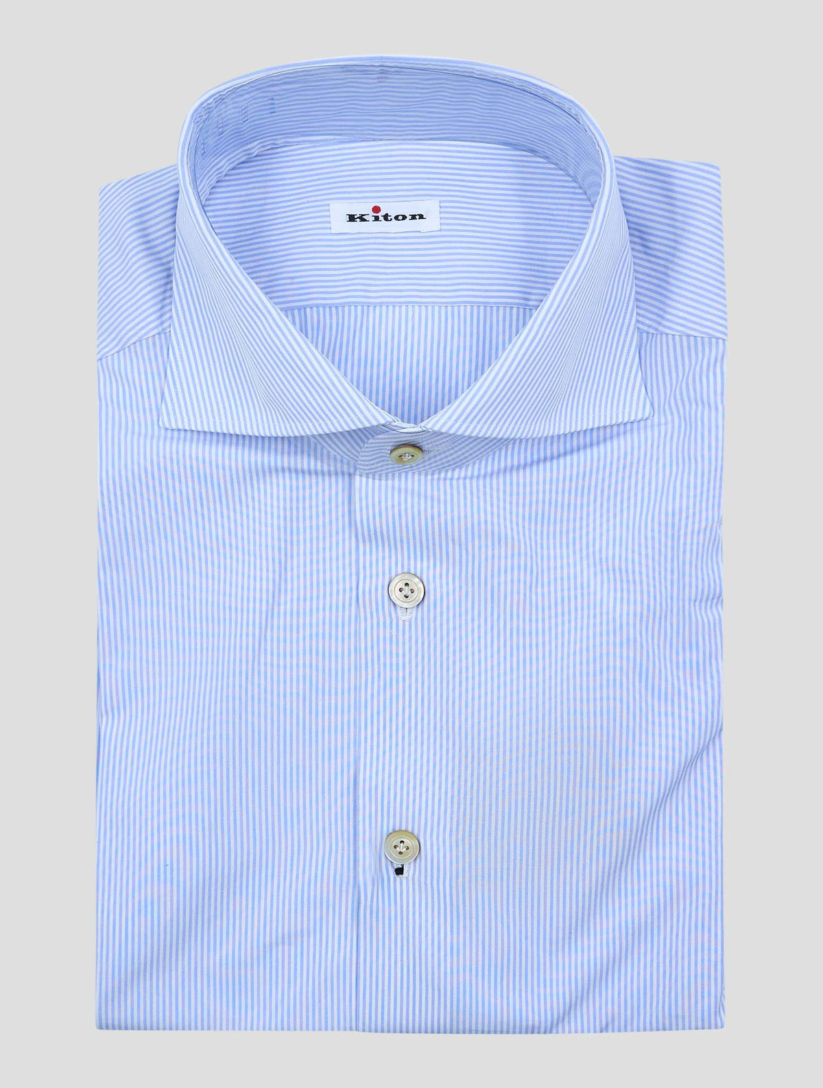 Kiton Light Blue White Cotton Shirt