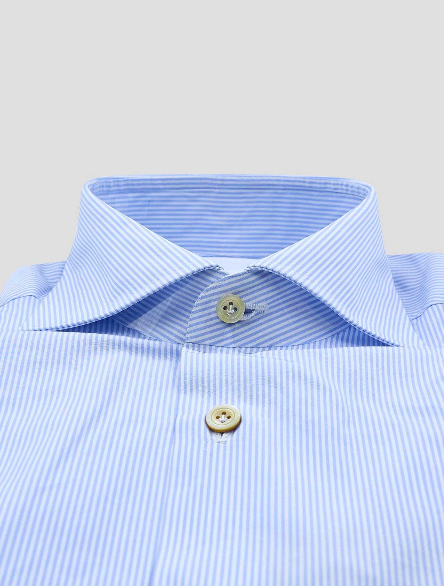Kiton Light Blue White Cotton Shirt