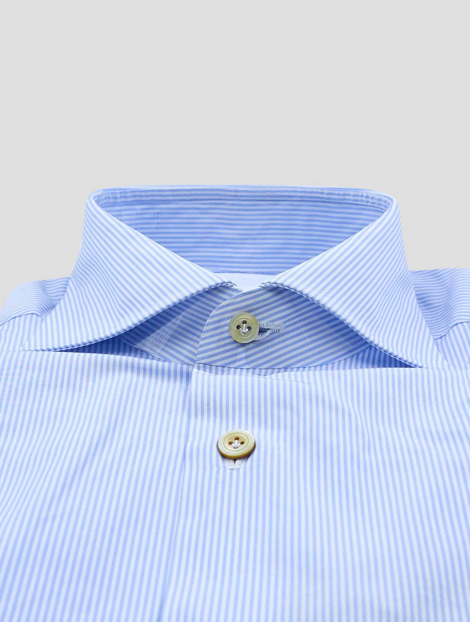 Kiton Light Blue White Cotton Shirt