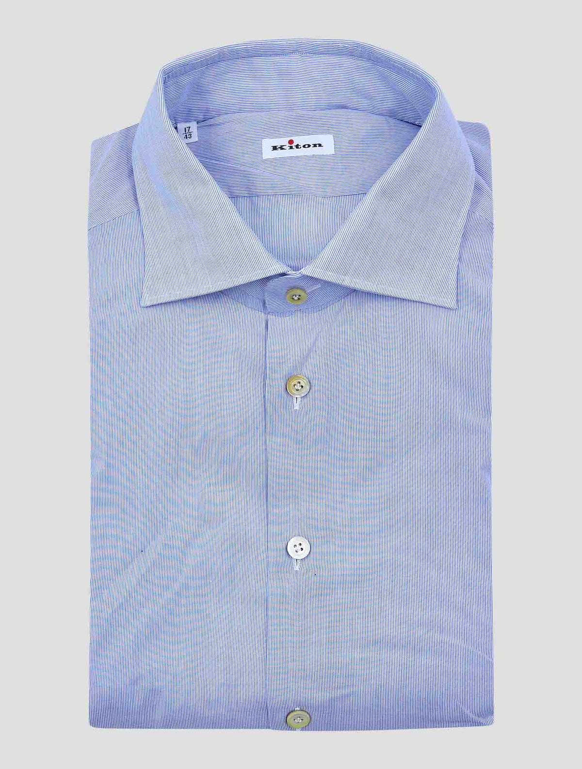 Kiton Light Blue White Cotton Shirt
