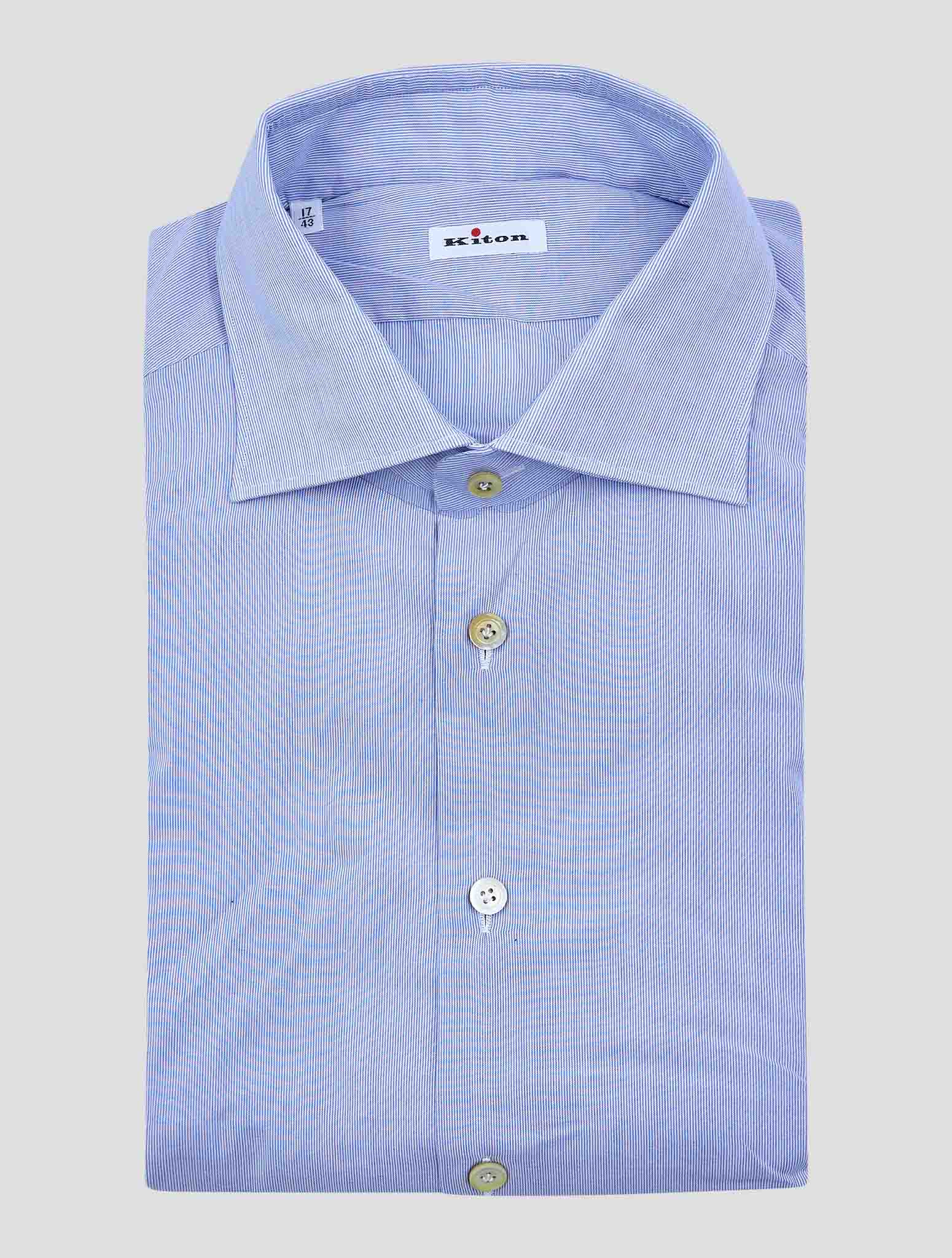 Kiton Light Blue White Cotton Shirt
