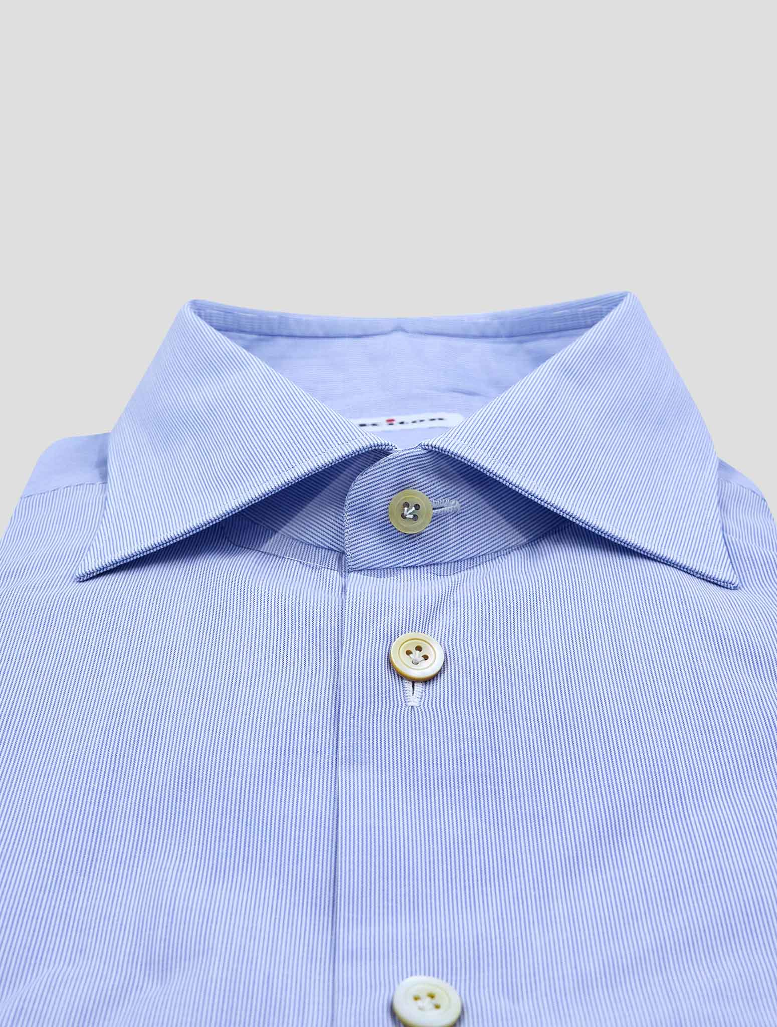 Kiton Light Blue White Cotton Shirt