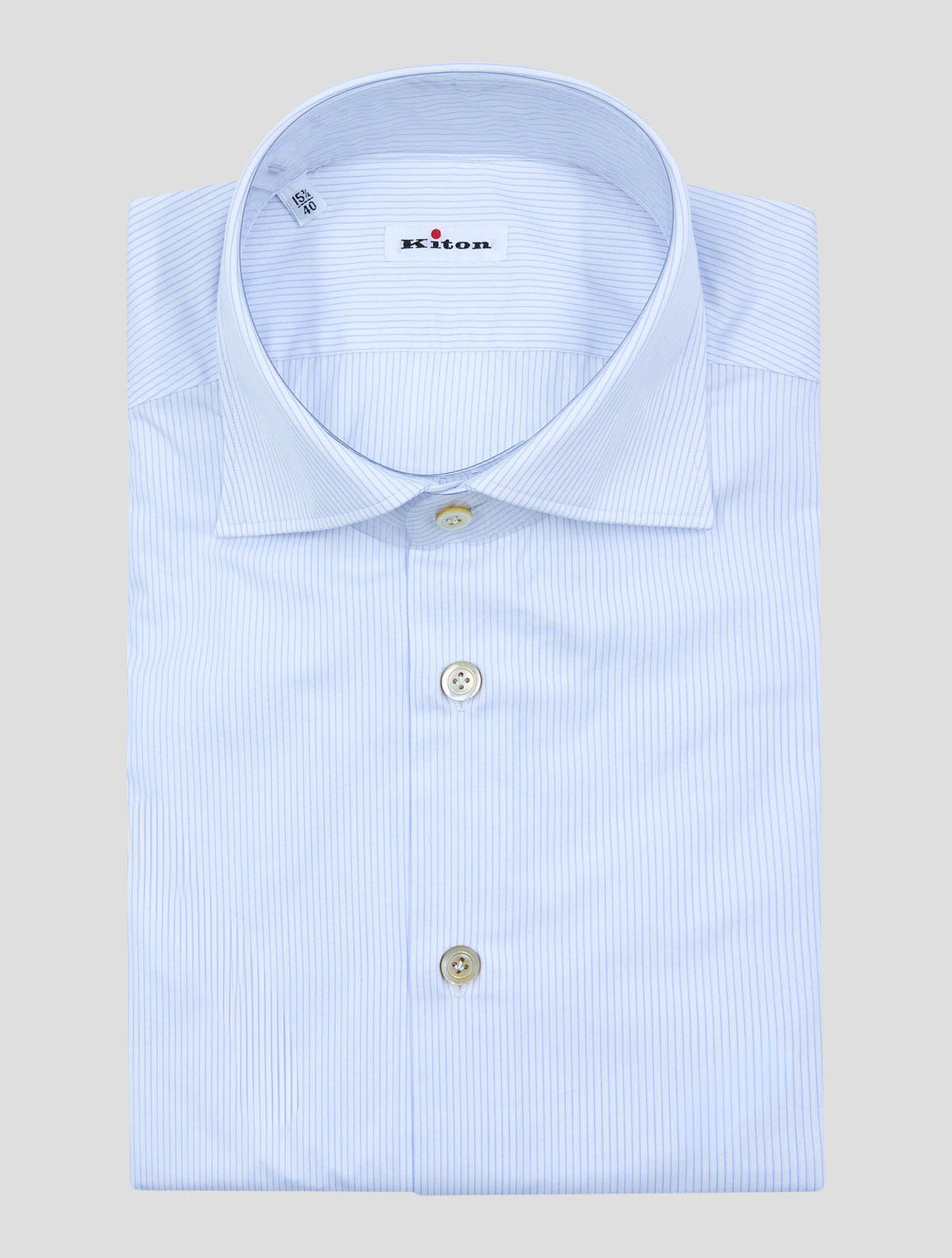 Kiton Light Blue White Cotton Shirt
