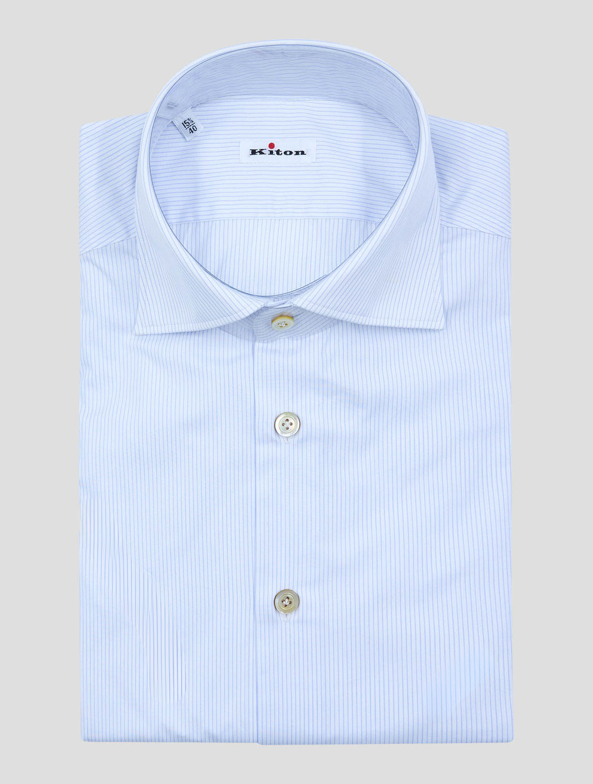 Kiton Light Blue White Cotton Shirt