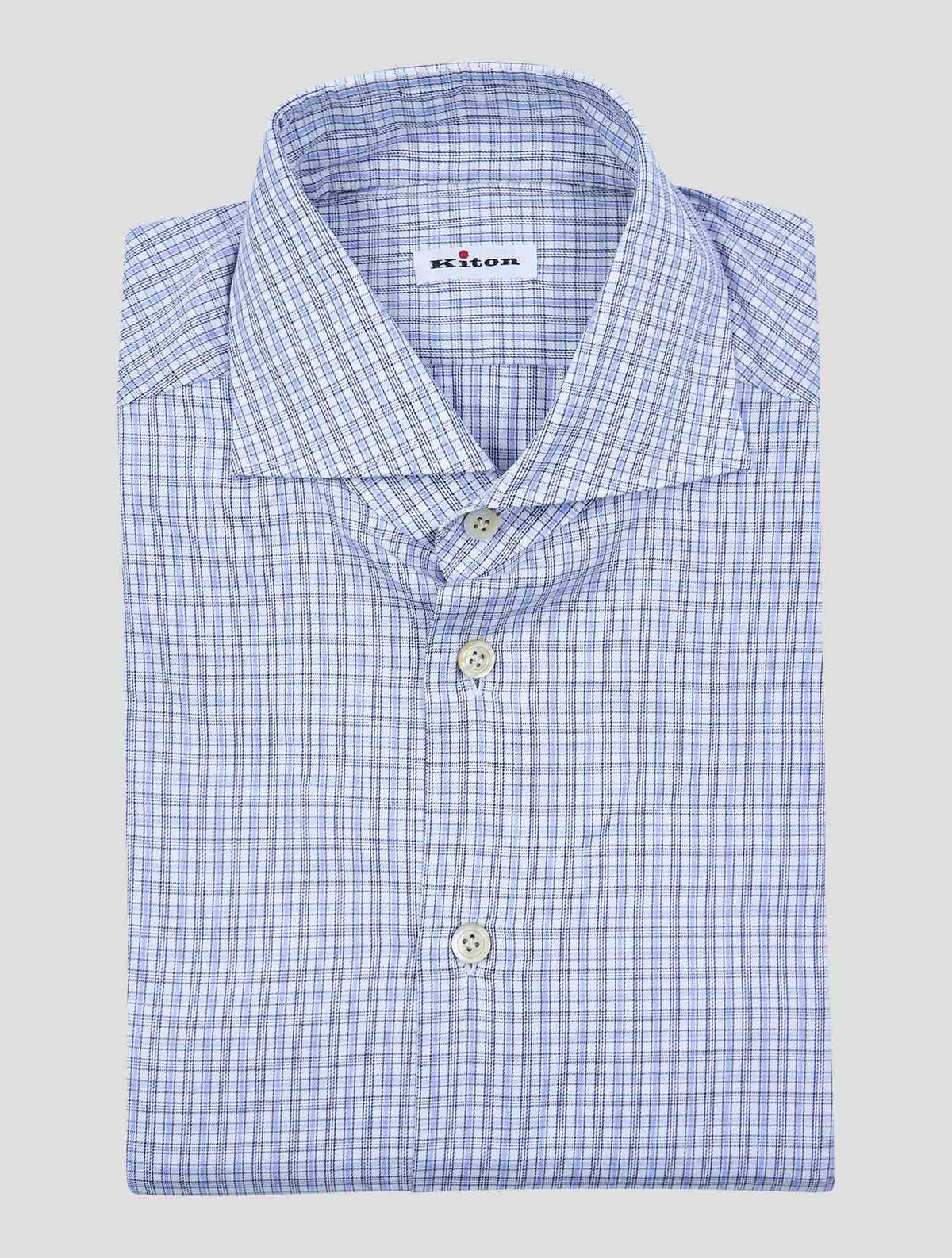 Kiton Light Blue White Cotton Shirt