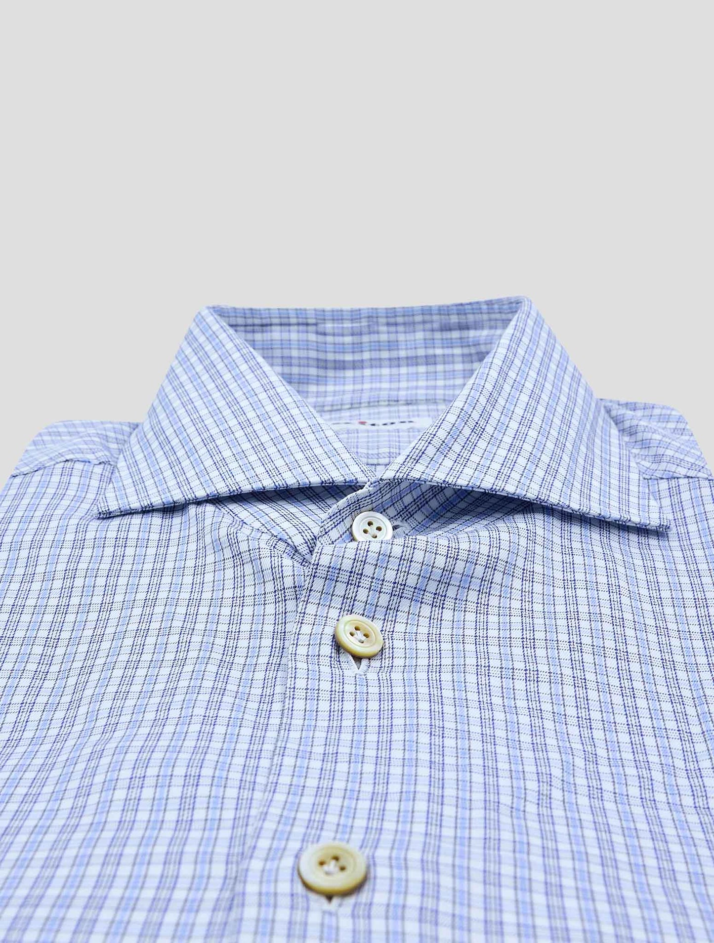 Kiton Light Blue White Cotton Shirt