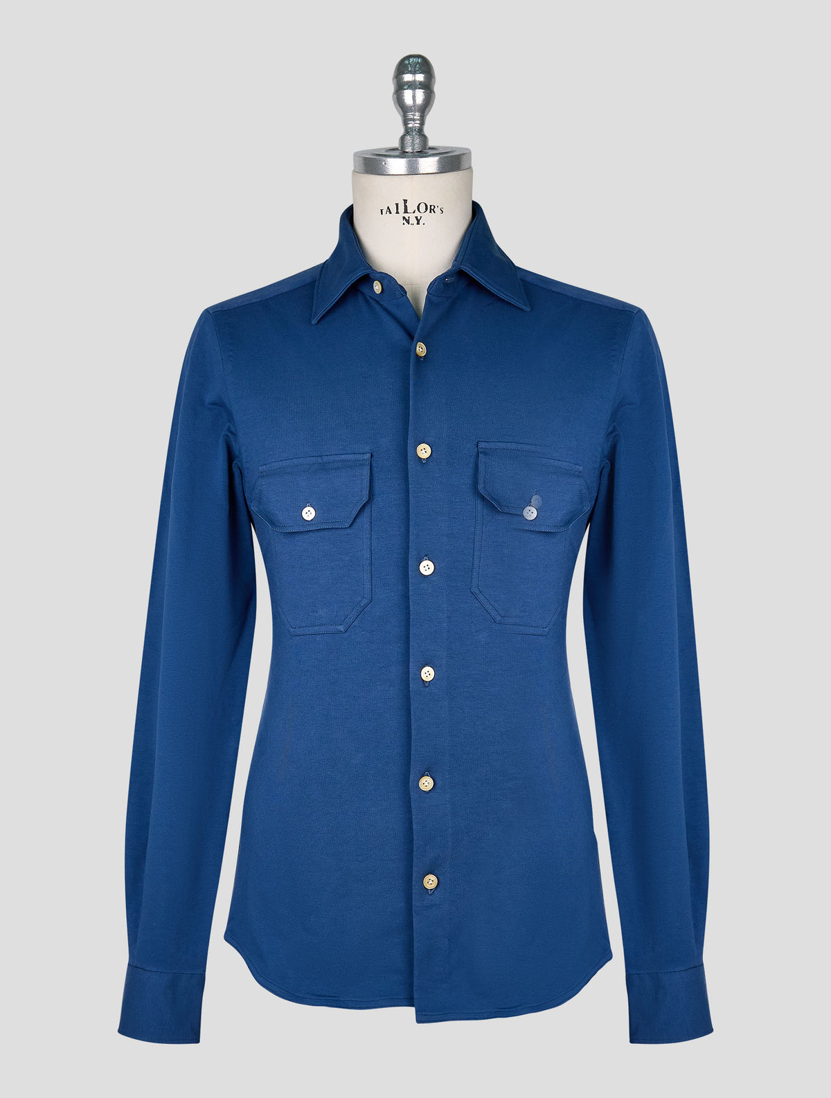 Kiton Blue Cotton Ea Shirt