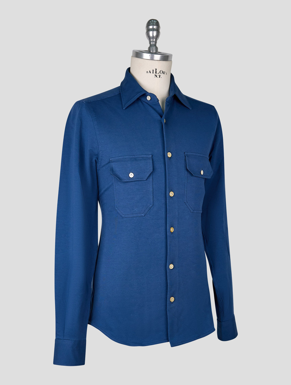 Kiton Blue Cotton Ea Shirt