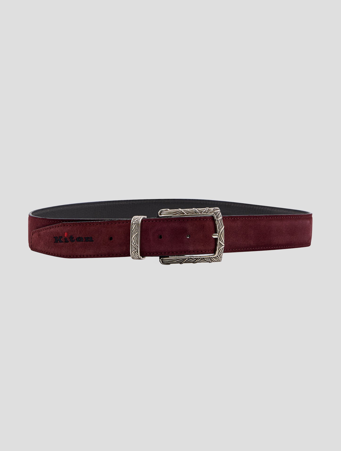 Kiton Burgundy Leather Suede Belt
