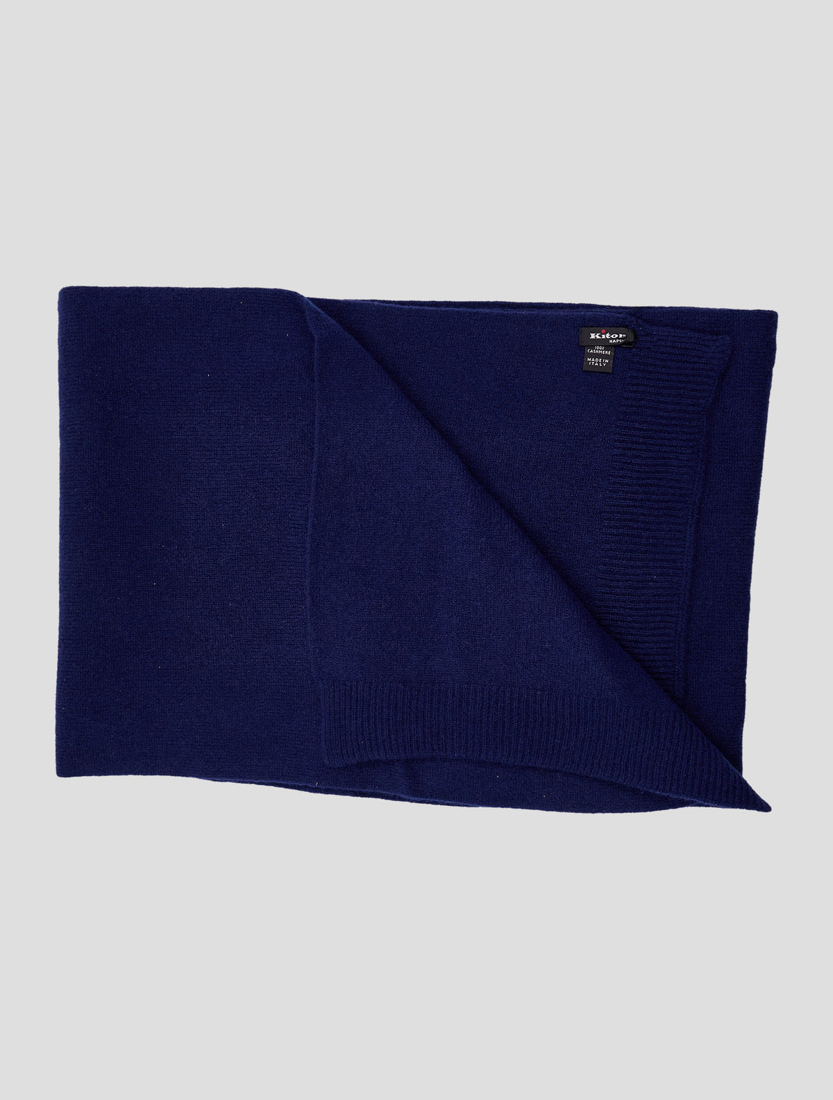 Kiton Blue Cashmere Scarf 30x180