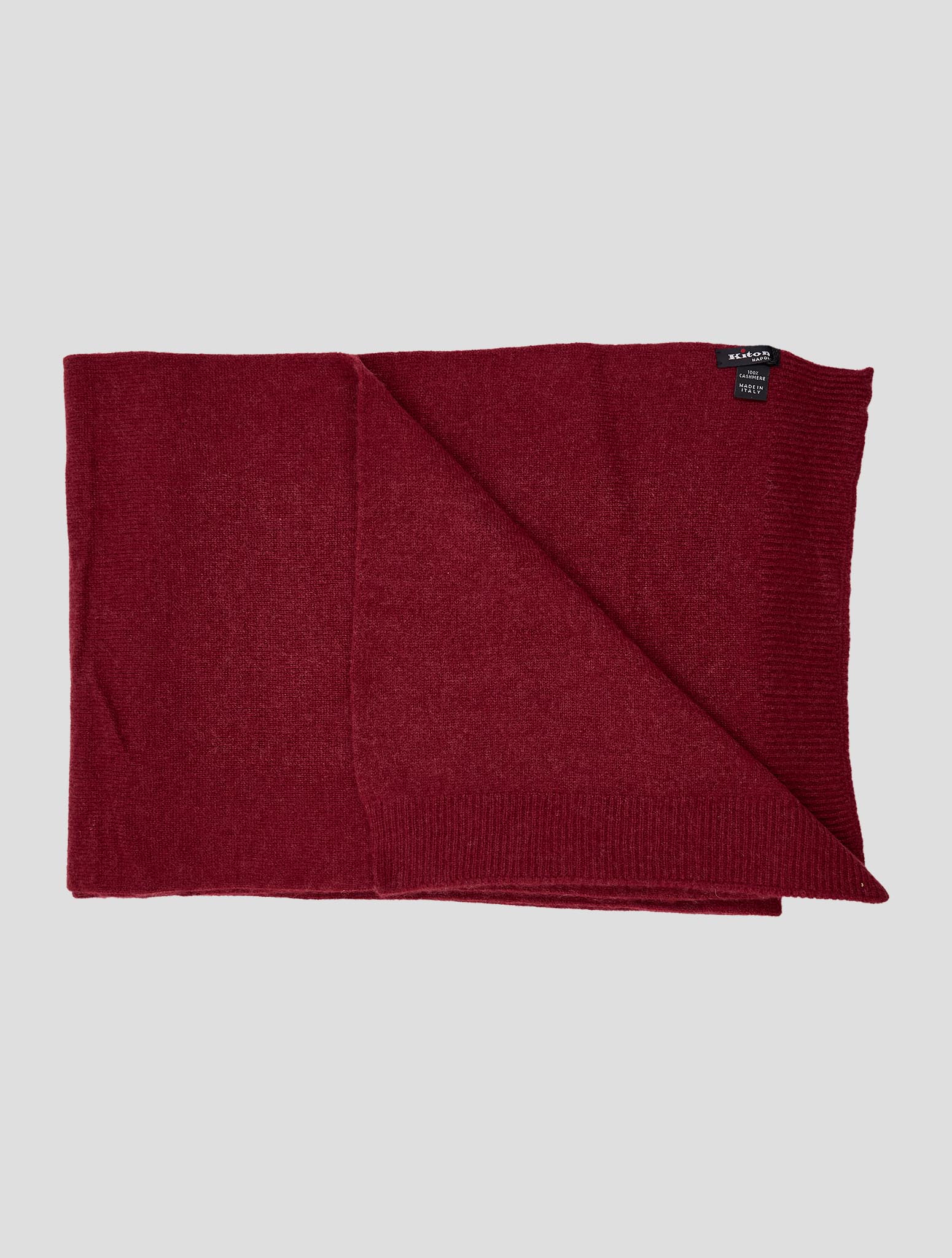 Kiton Burgundy Cashmere Scarf 30x180