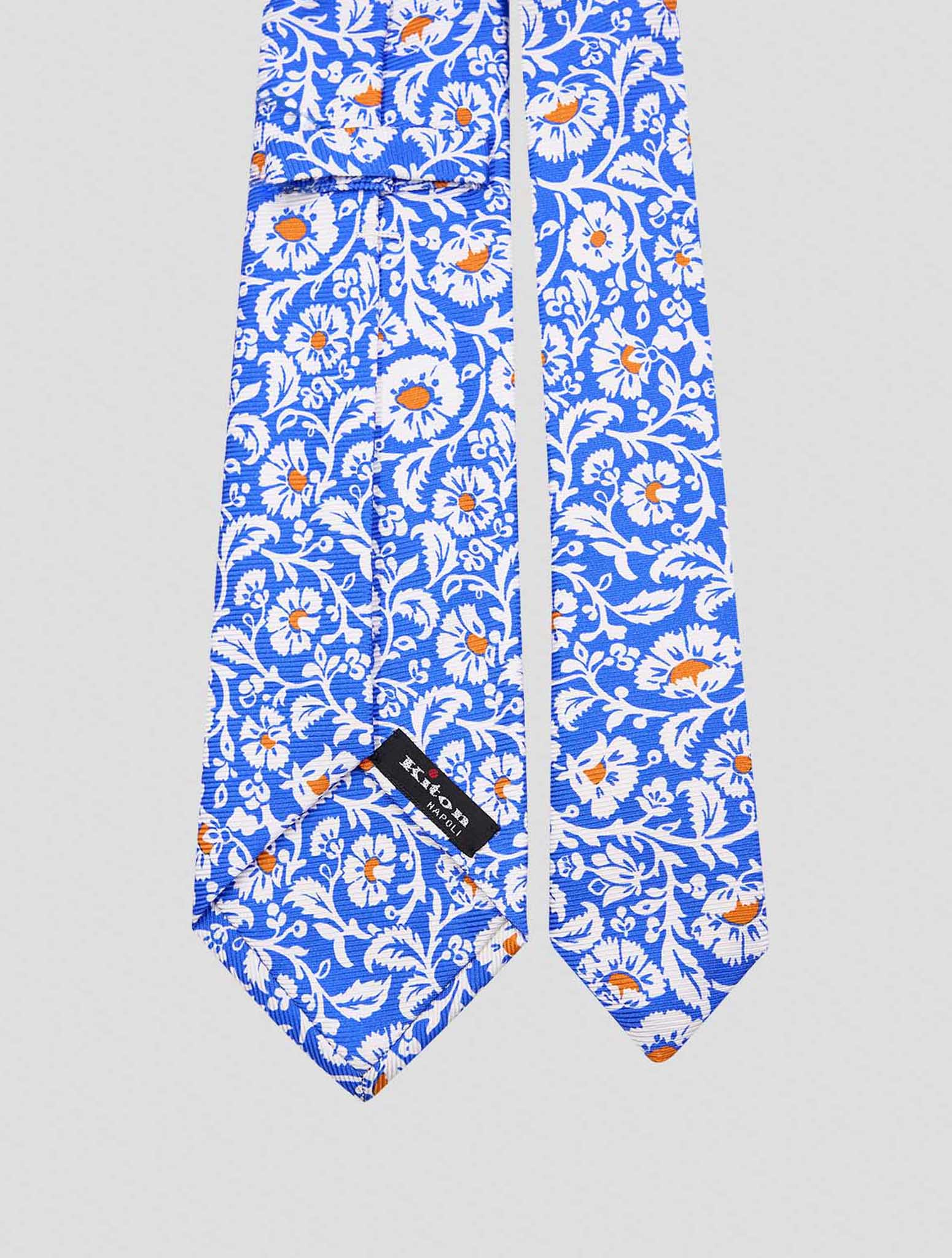 Kiton Blue White Silk Tie