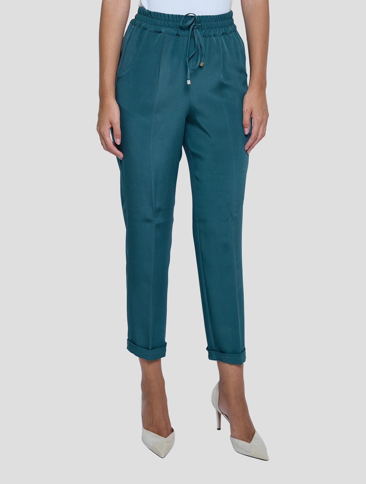 Kiton Blue Silk Ea Pants Women