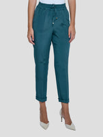 Kiton Blue Silk Ea Pants Women