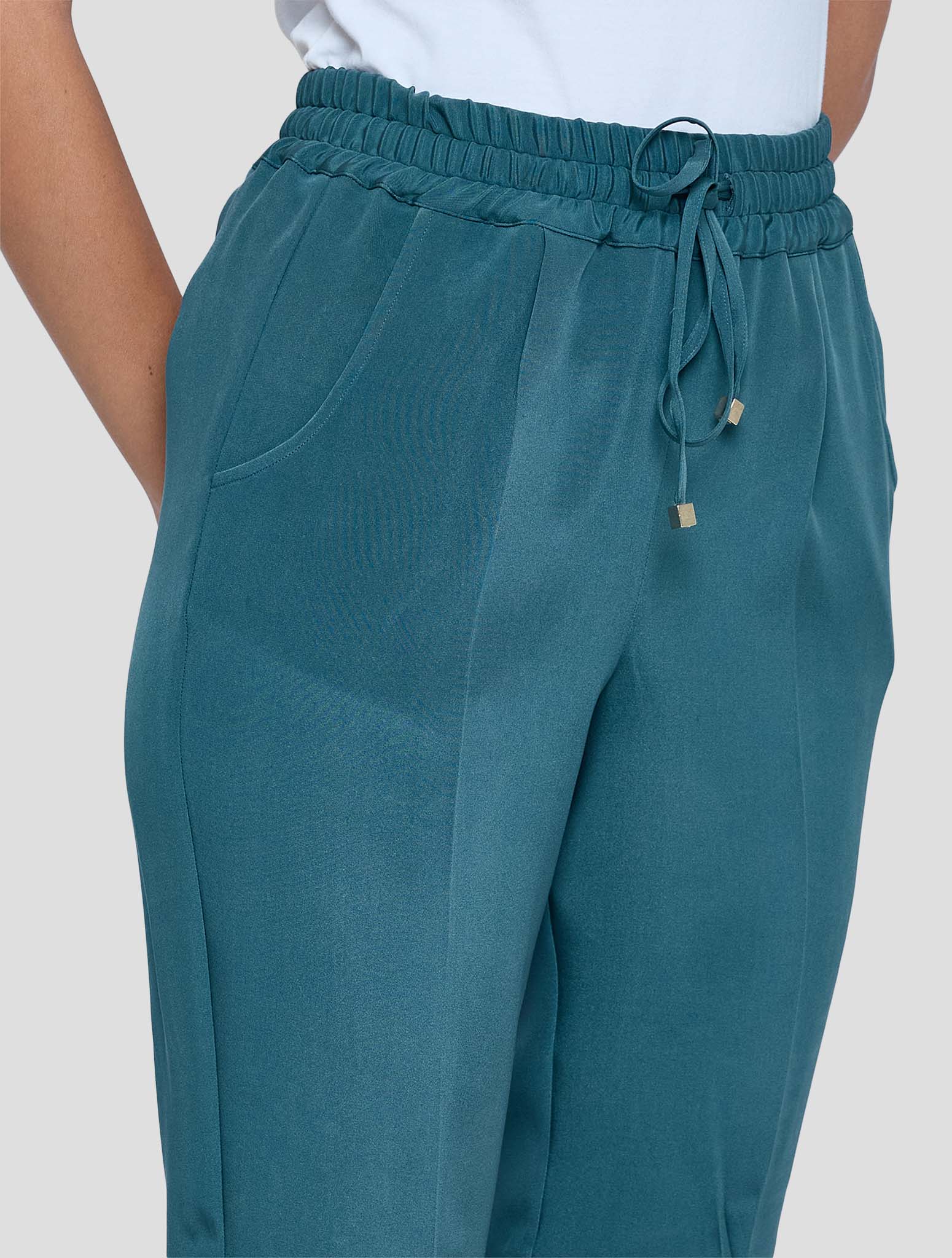 Kiton Blue Silk Ea Pants Women
