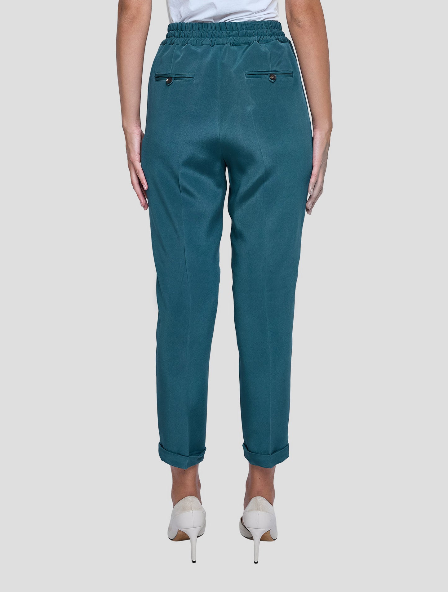 Kiton Blue Silk Ea Pants Women