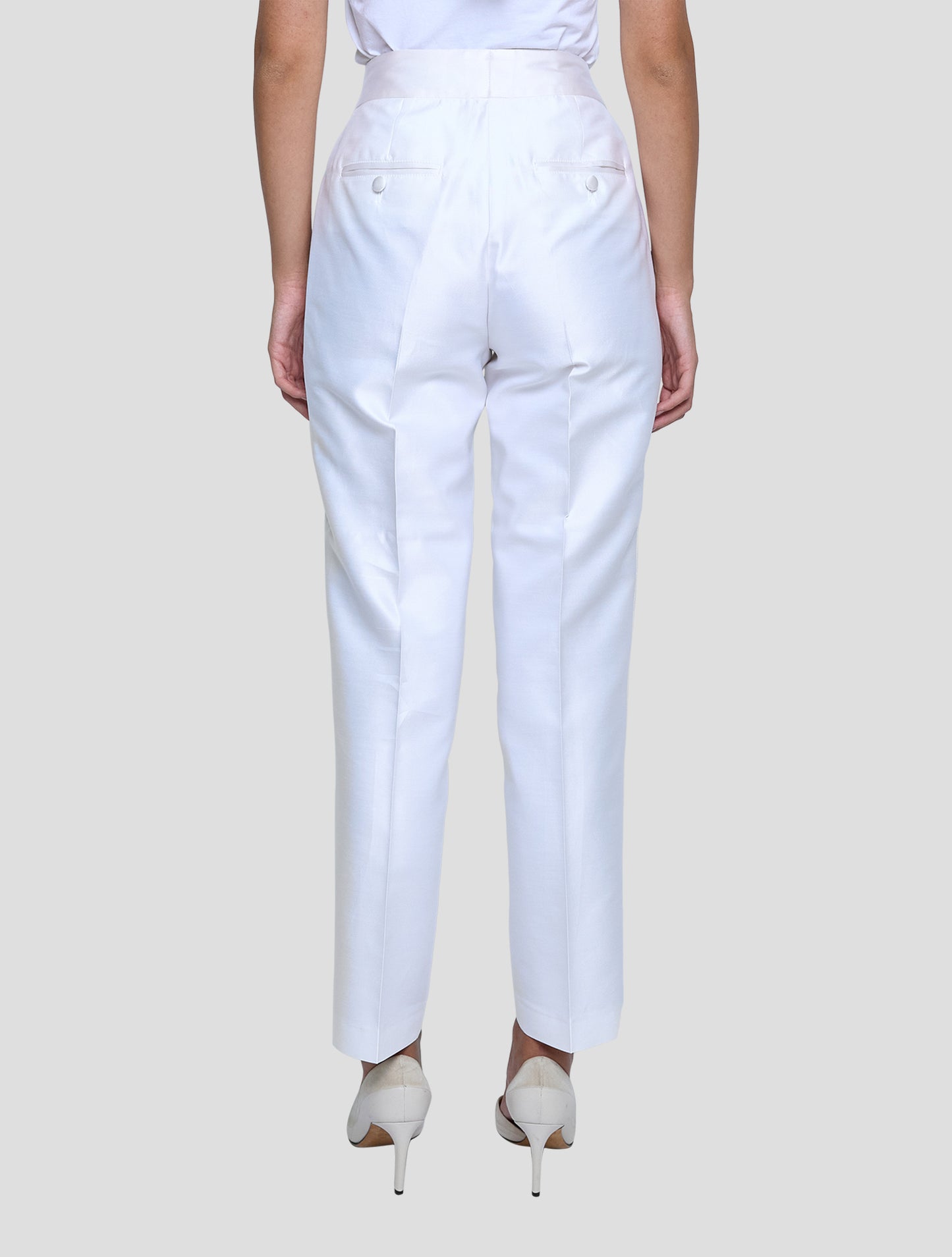 Kiton White Cotton Silk Pants Women