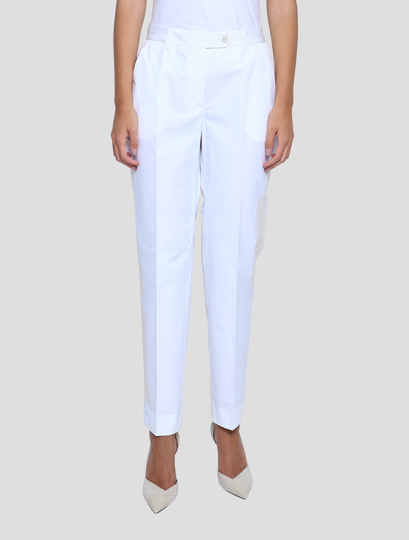 Kiton White Cotton Pants Women