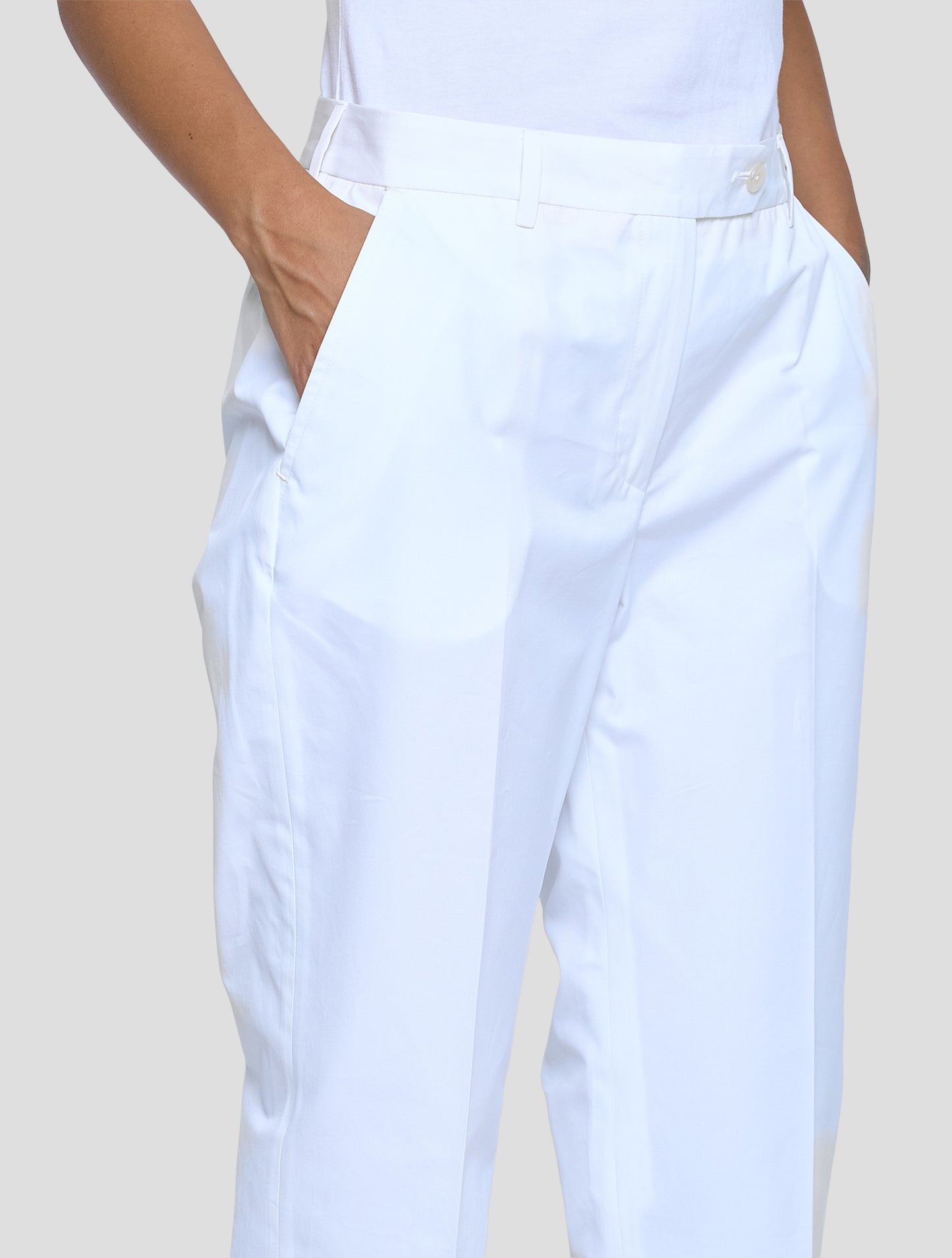 Kiton White Cotton Pants Women