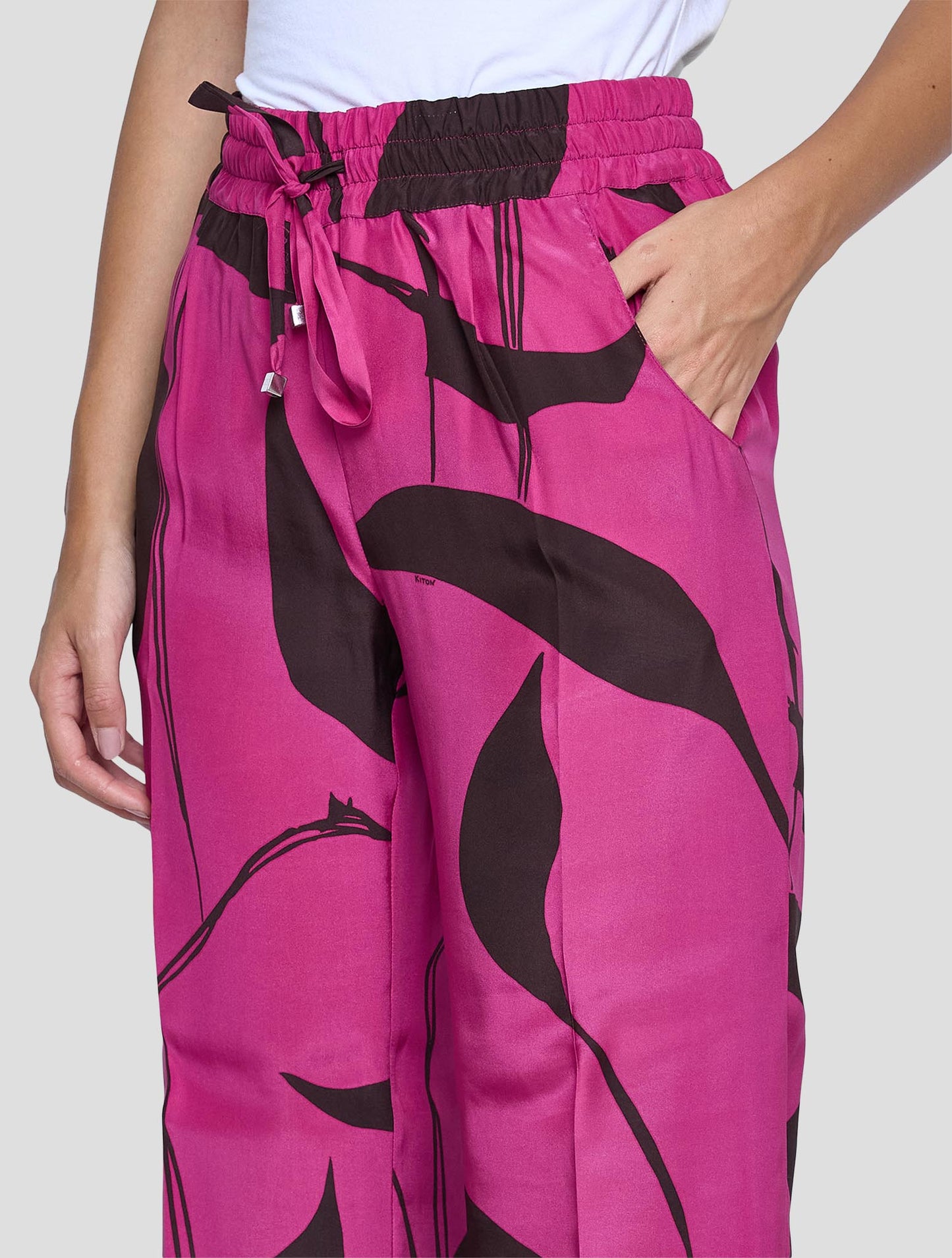 Kiton Fuchsia Brown Silk Pants Women