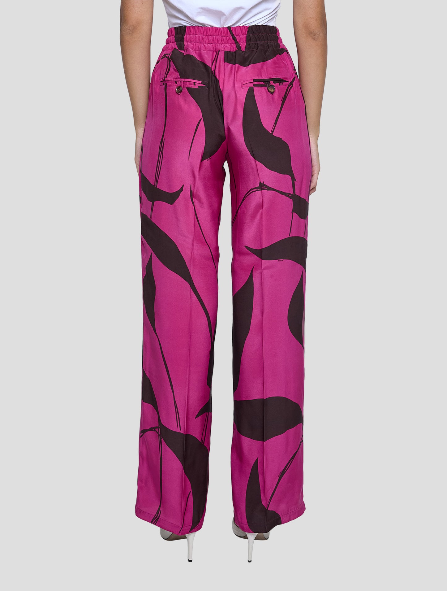 Kiton Fuchsia Brown Silk Pants Women