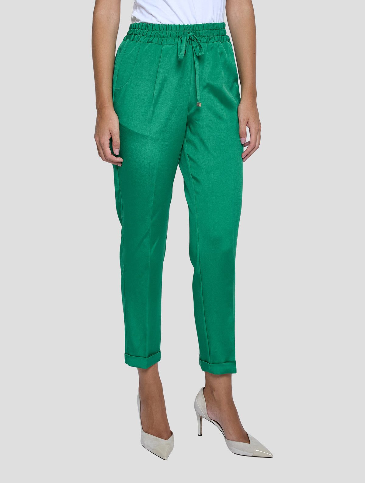 Kiton Green Silk Ea Pants Women