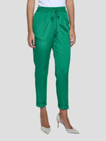 Kiton Green Silk Ea Pants Women