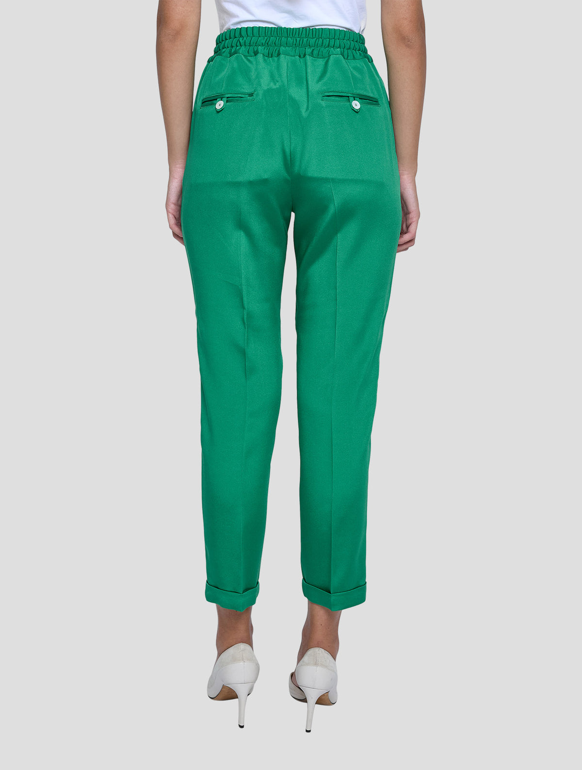 Kiton Green Silk Ea Pants Women