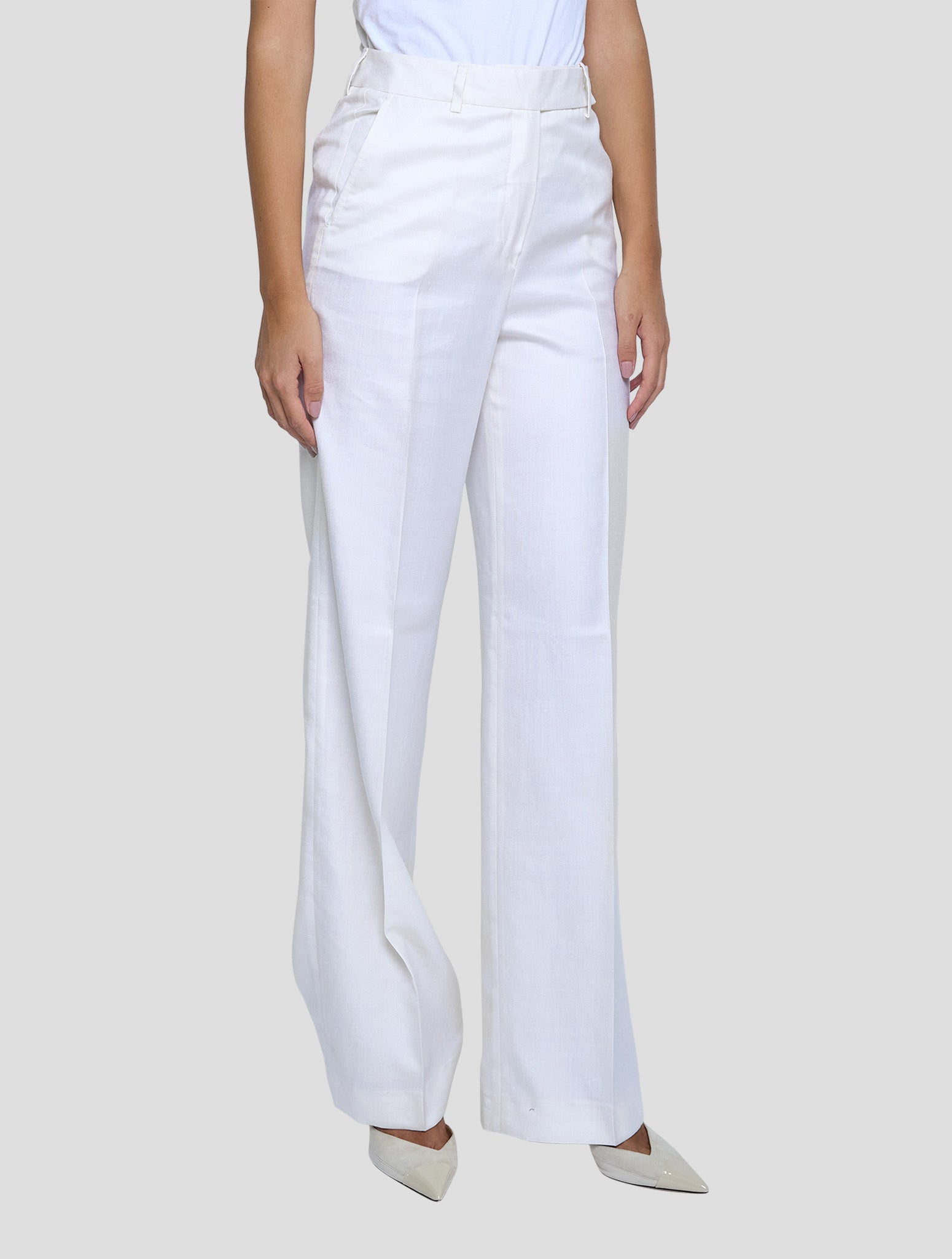 Kiton White Silk Cashmere Linen Pants Women