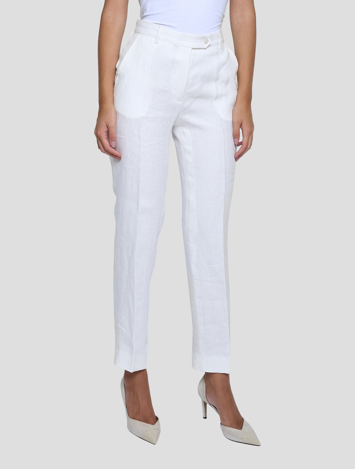 Kiton White Linen Pants Women
