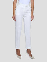 Kiton White Linen Pants Women