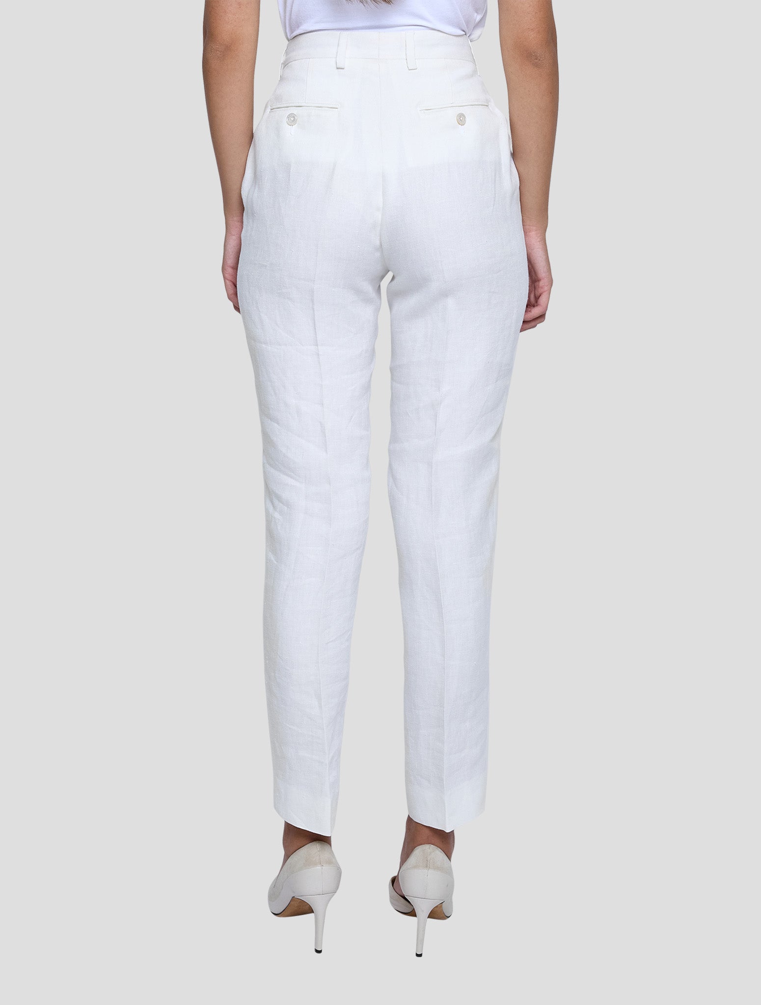 Kiton White Linen Pants Women
