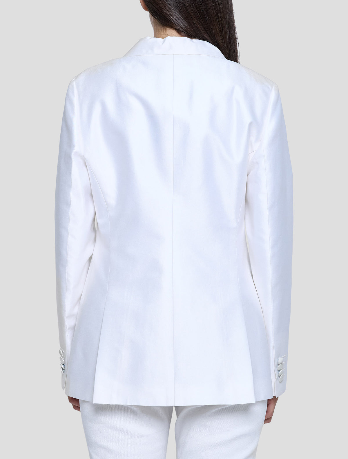 Kiton White Cotton Silk Blazer Women