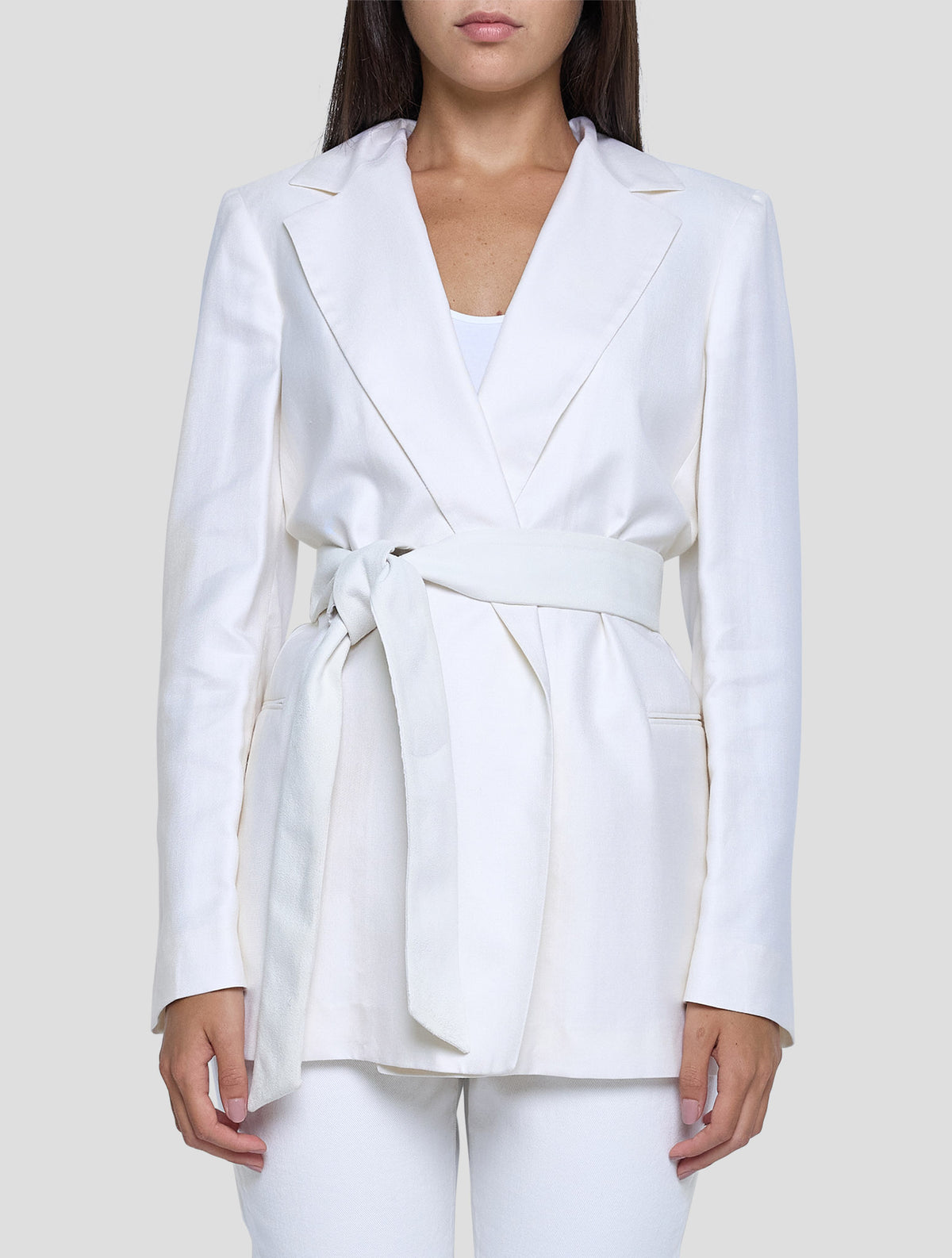 Kiton White Silk Cashmere Linen Blazer Women