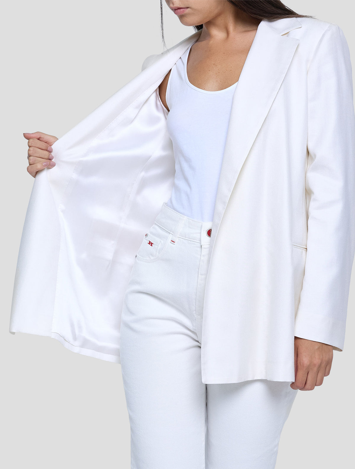 Kiton White Silk Cashmere Linen Blazer Women