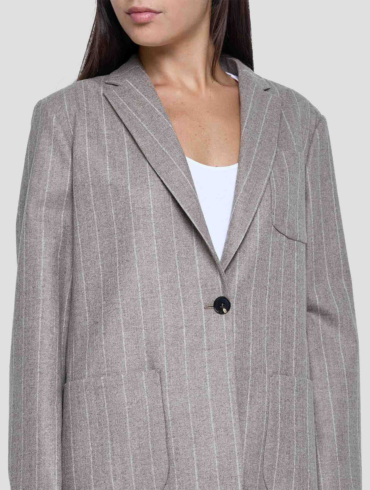 Kiton Brown White Wool Blazer Women