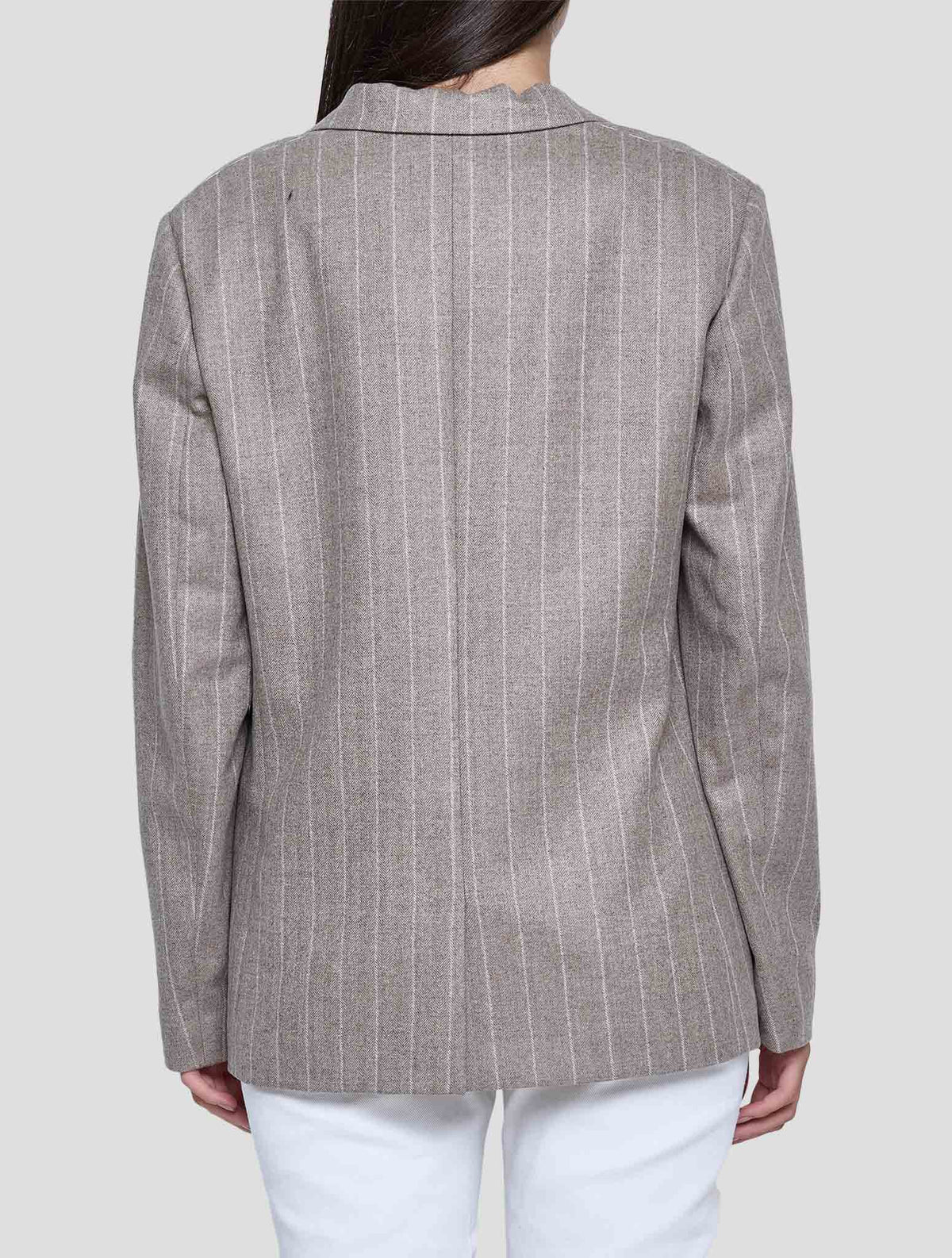 Kiton Brown White Wool Blazer Women