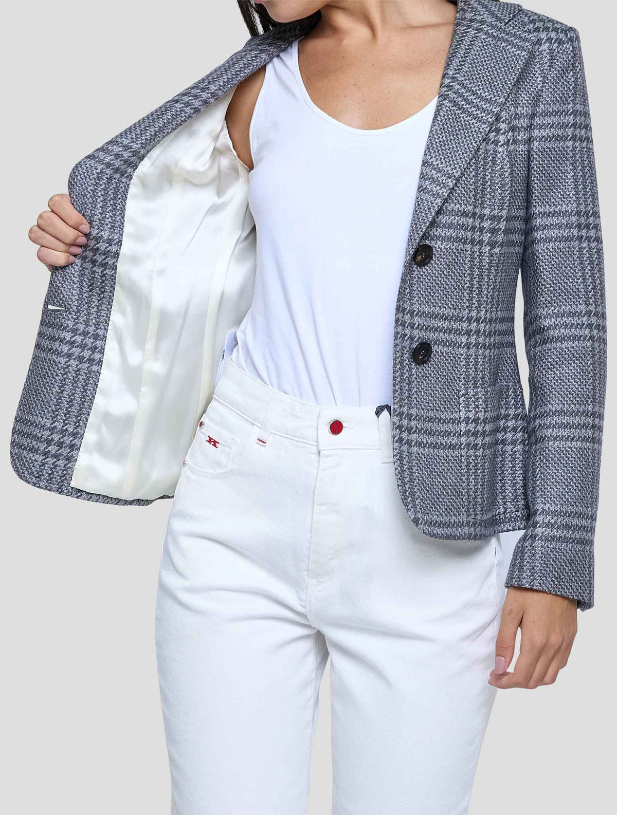 Kiton Gray Silk Cashmere Blazer Women