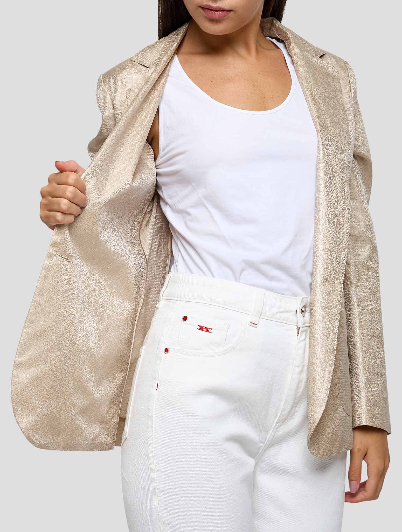 Kiton Beige Silk Blazer Women