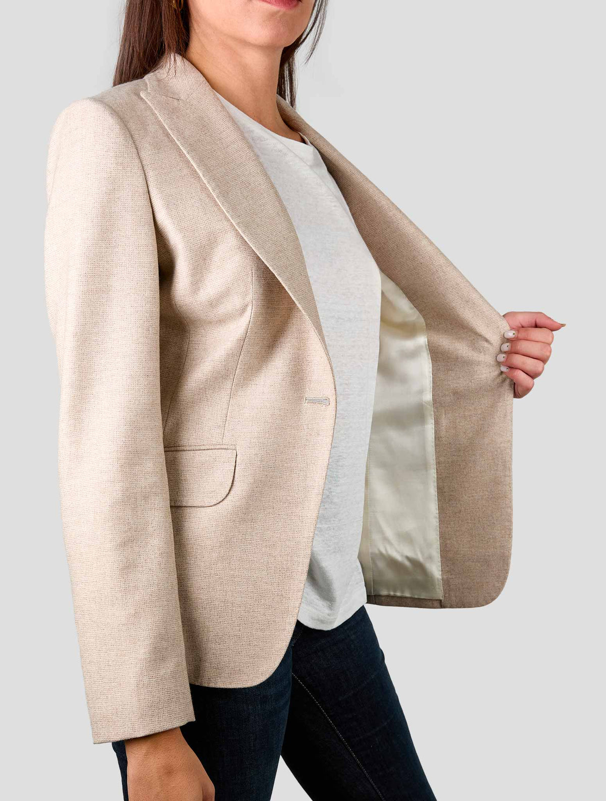 Kiton Beige Cashmere Blazer Women