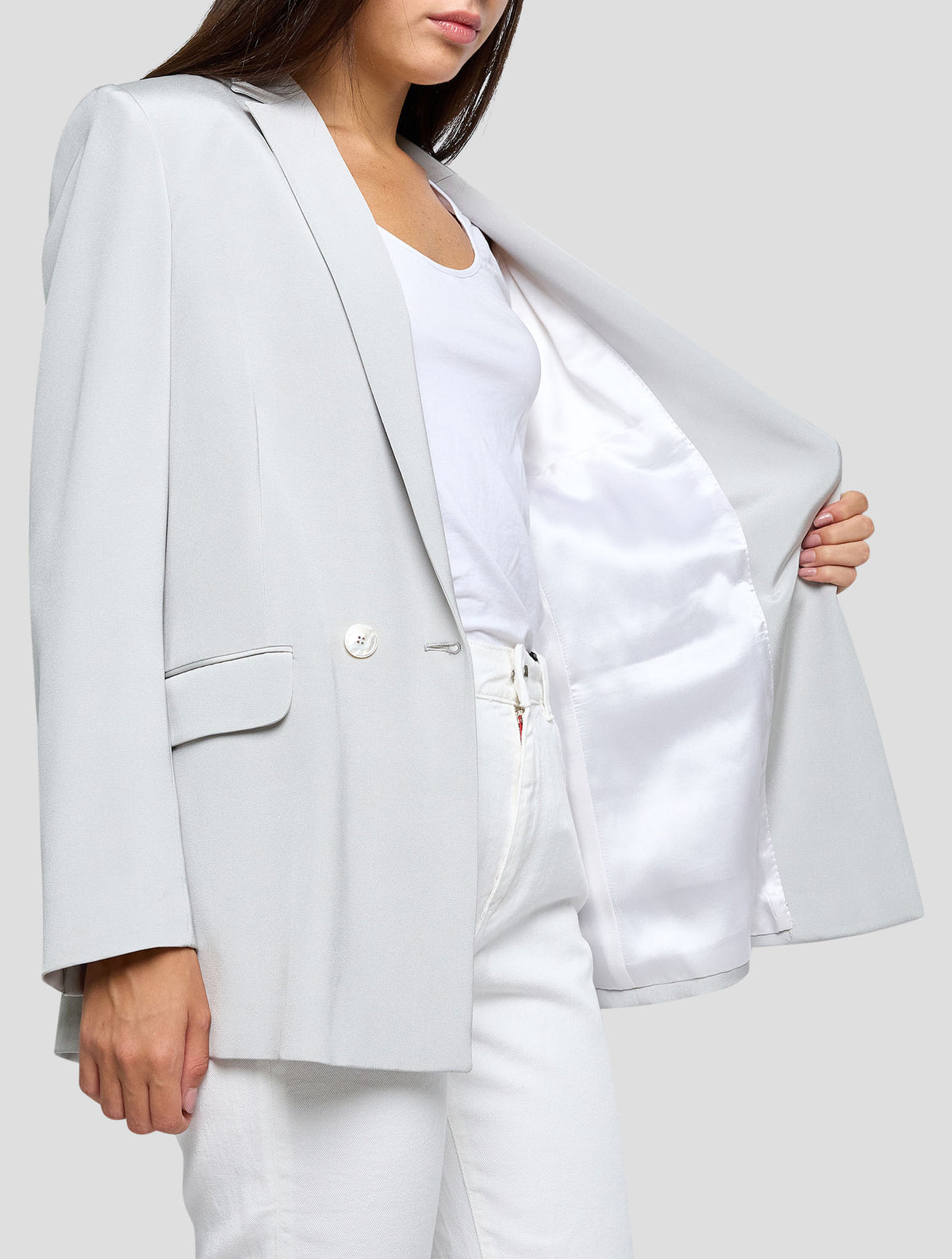 Kiton Gray Silk Cashmere Blazer Women