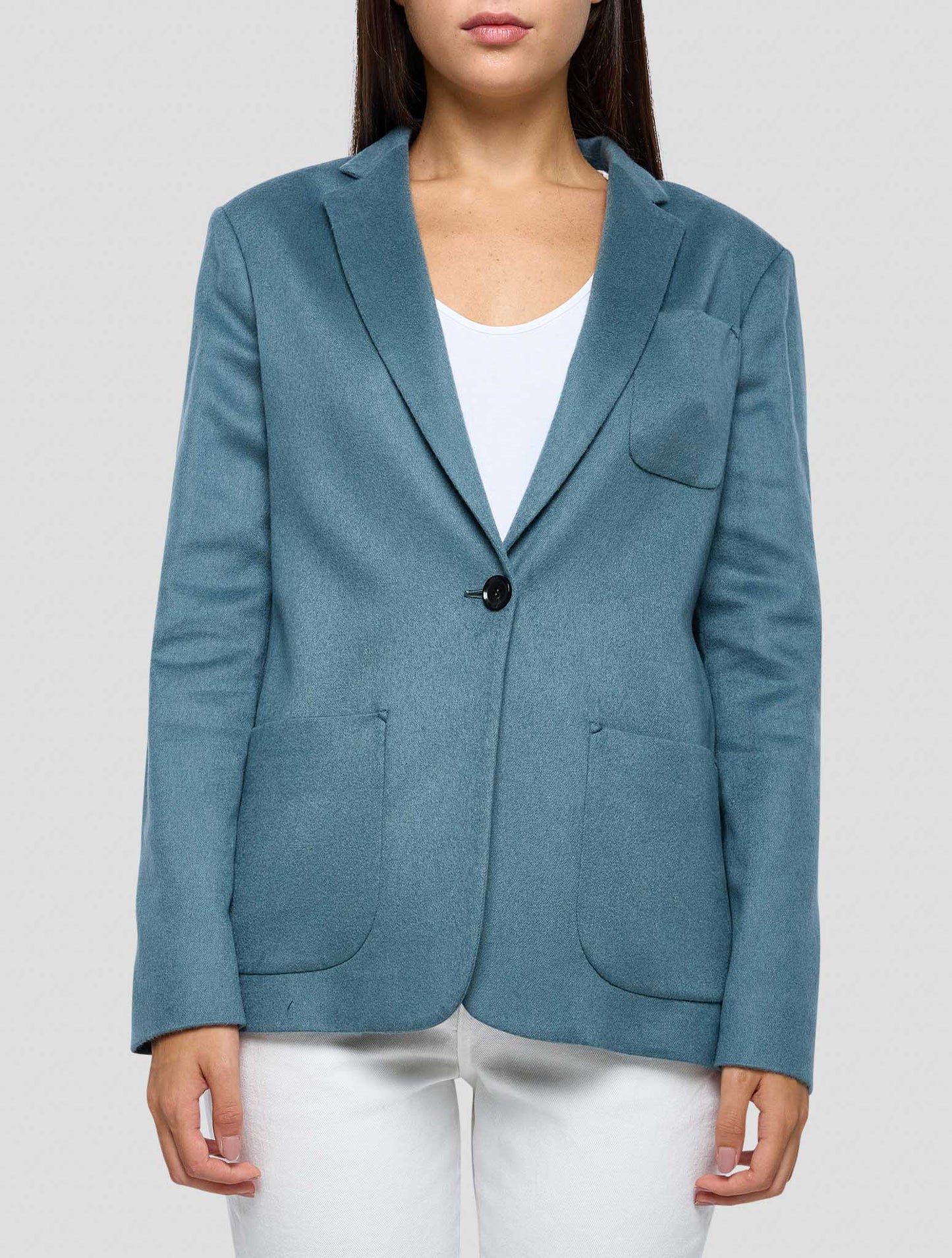Kiton Light Blue Cashmere Pa Ea Blazer Women