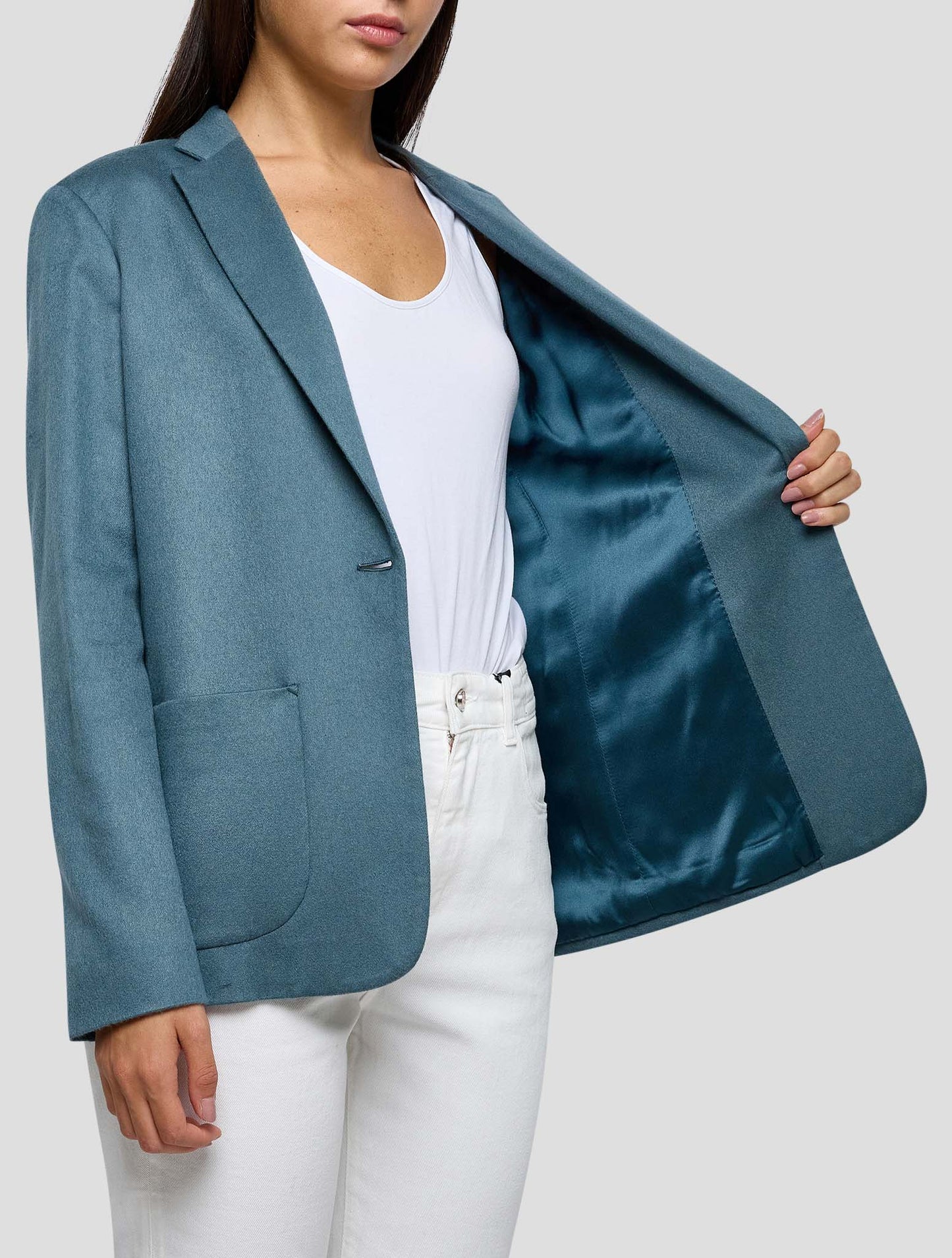 Kiton Light Blue Cashmere Pa Ea Blazer Women