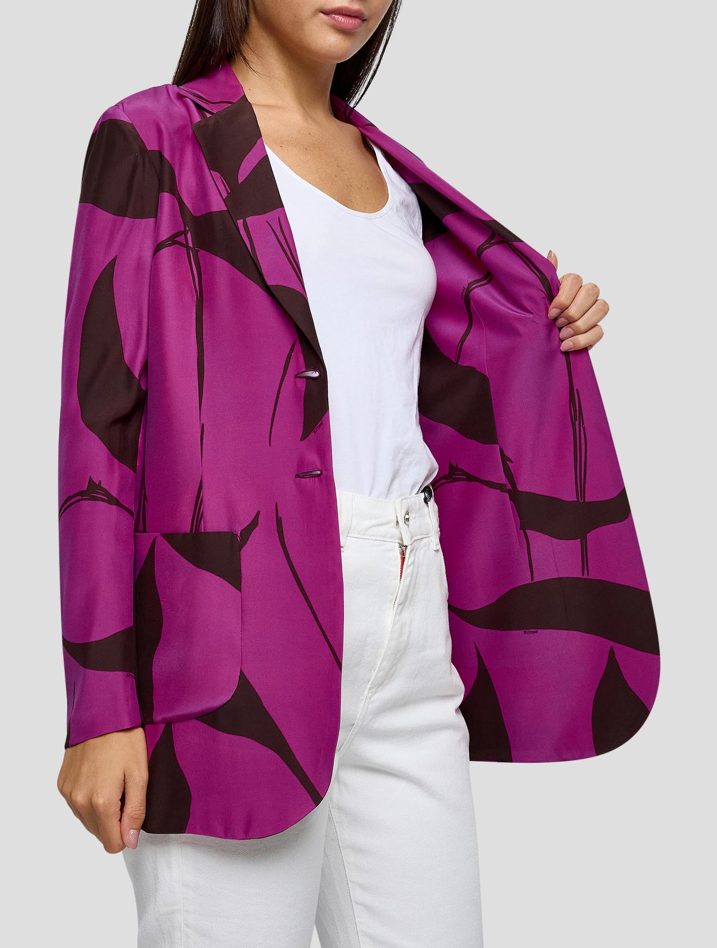 Kiton Fuchsia Brown Silk Blazer Women