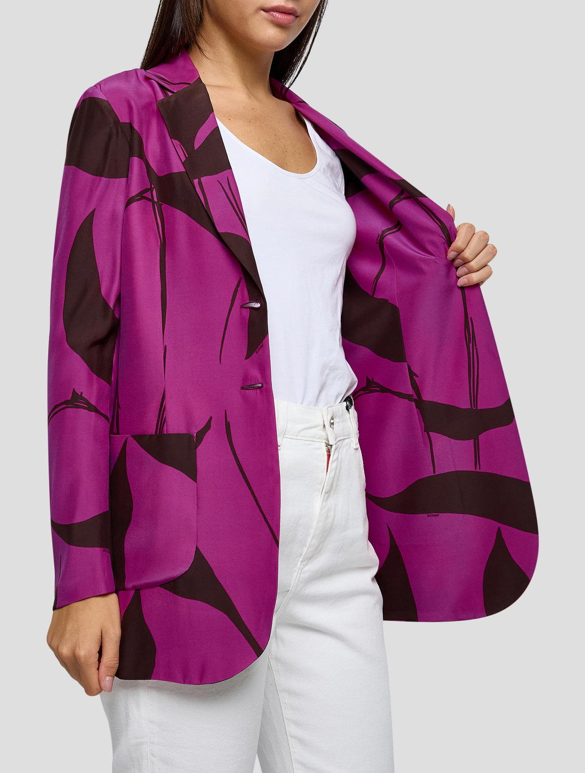 Kiton Fuchsia Brown Silk Blazer Women
